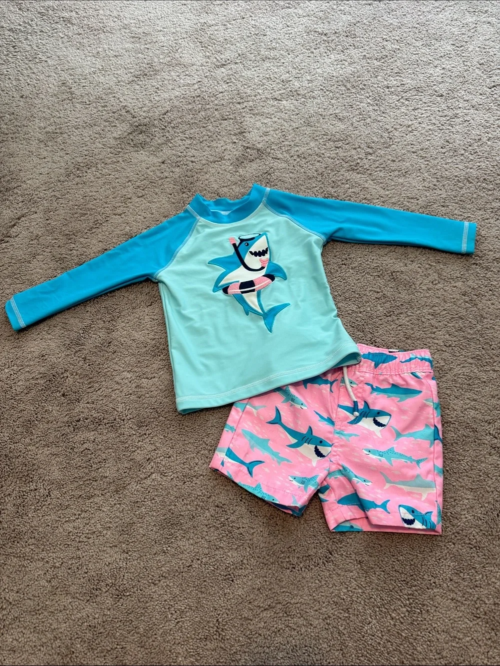 Gymboree Aqua & Pink Shark Two-Piece Rashguard Set